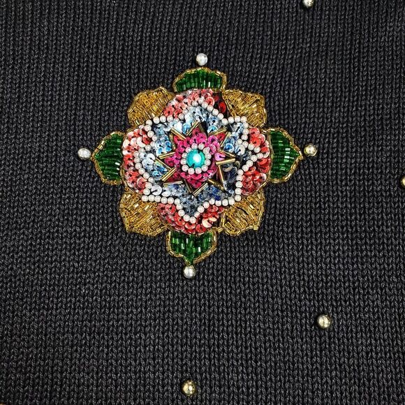 Vintage Victoria Jones Bead Embellished Sweater Black Size Large - Picture 5 of 12